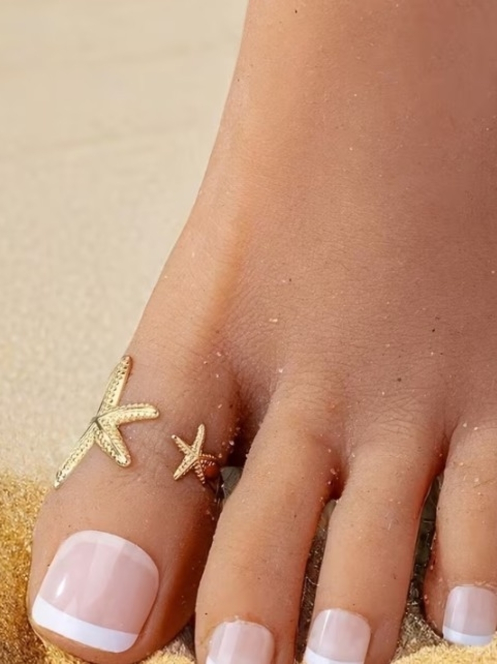 Gold Starfish Toe Ring Set - Gold Tone